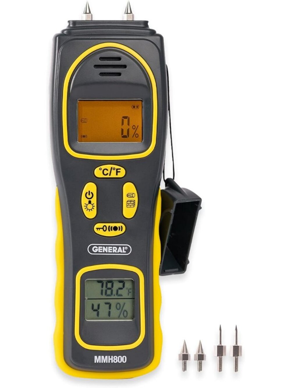 Moisture Meter with Temperature & Humidity Sensor - Pin/Pinless Design, Accurate